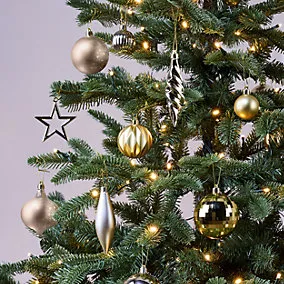 Plastic Tonal tree Christmas bauble set, Pack of 40 - Gold