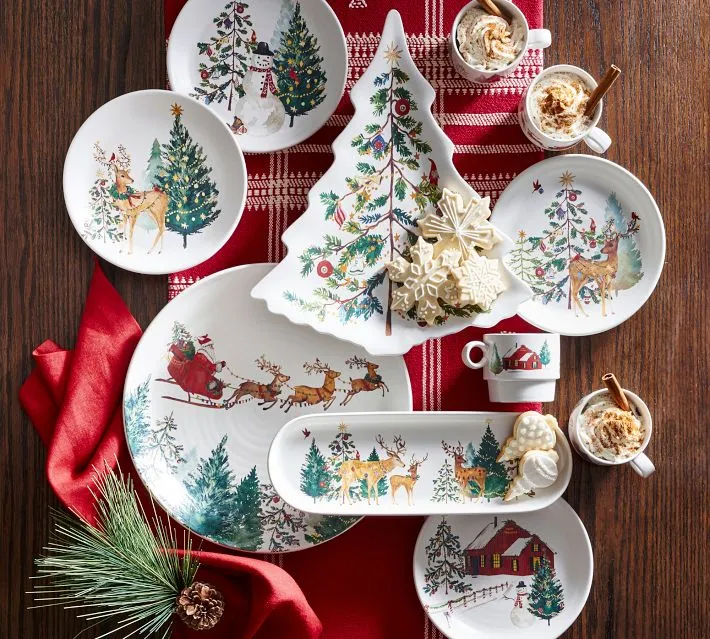 Pottery Barn Holiday Salad Plates Christmas In The Country Stoneware Salad  Plates Mixed Set Of Pottery Barn