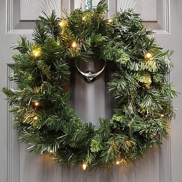 Pre Lit Christmas Door Decoration Kit 90cm Trees or Garland & 60cm Wreath