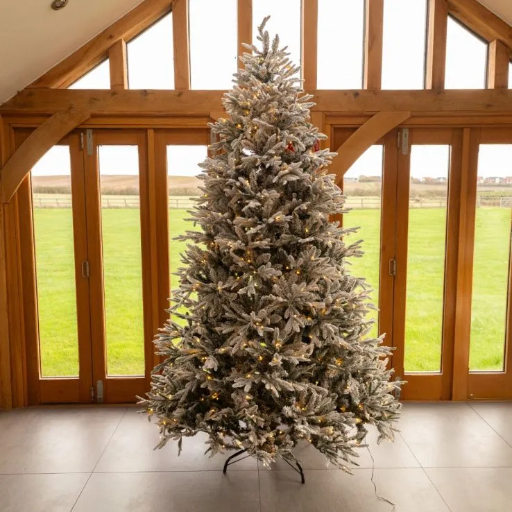 Prelit Pine Flocked Tree - 240cm - Christmas Tree