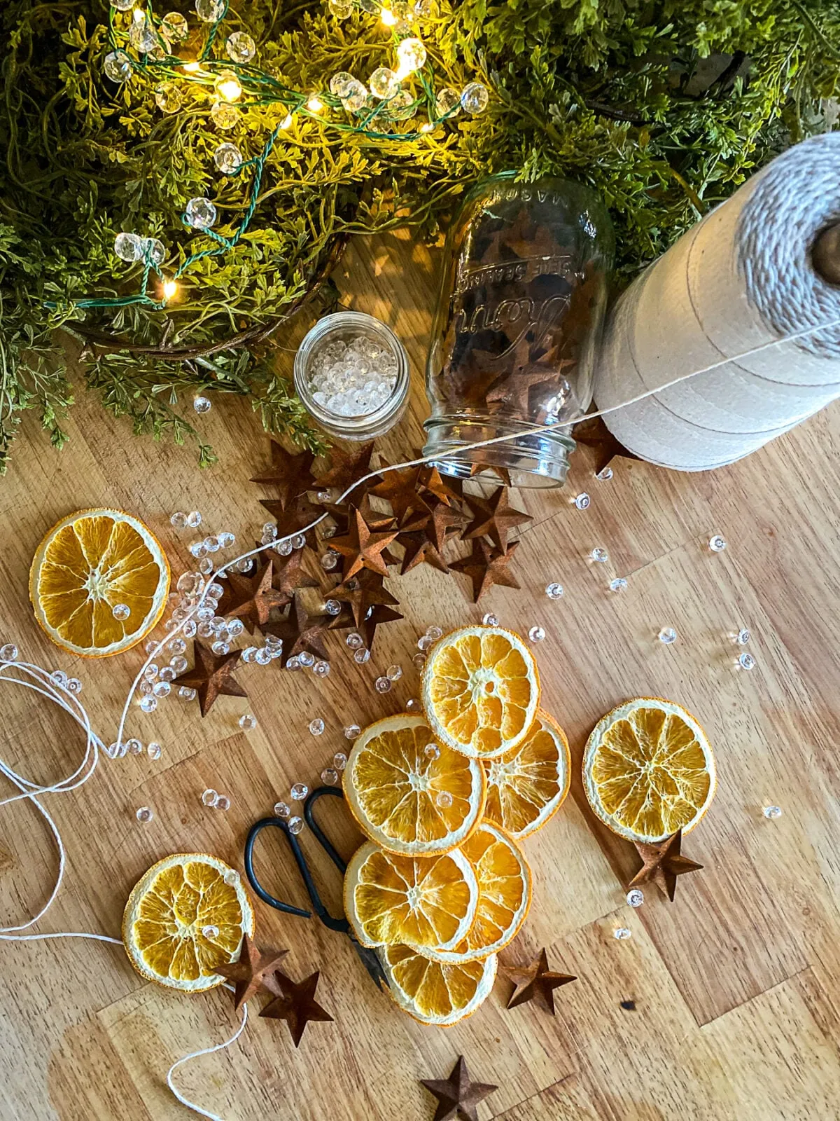 Primitive Farmhouse Dried Orange Slice Cranberry Cinnamon Vintage Orange Garland