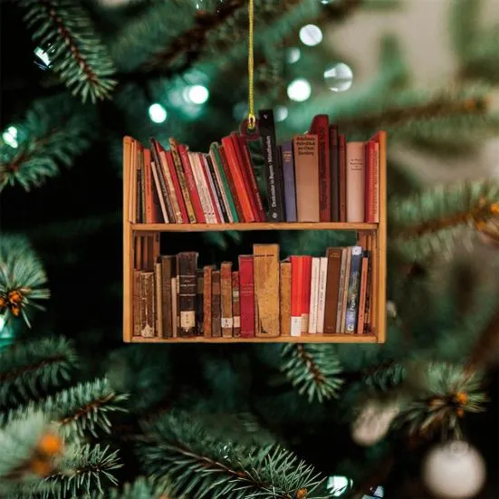 Reading Vintage Book Christmas Ornament Acrylic Craft Colorful Stacked Book  Hanging Ornament Christmas Tree Buy cheaply on Joom