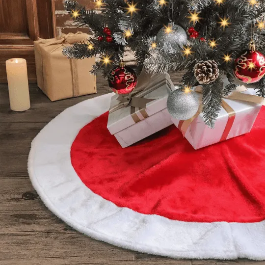 Red And Provider White Tree Skirt & 36 Inch Immaculate Christmas Skirt, Knit
