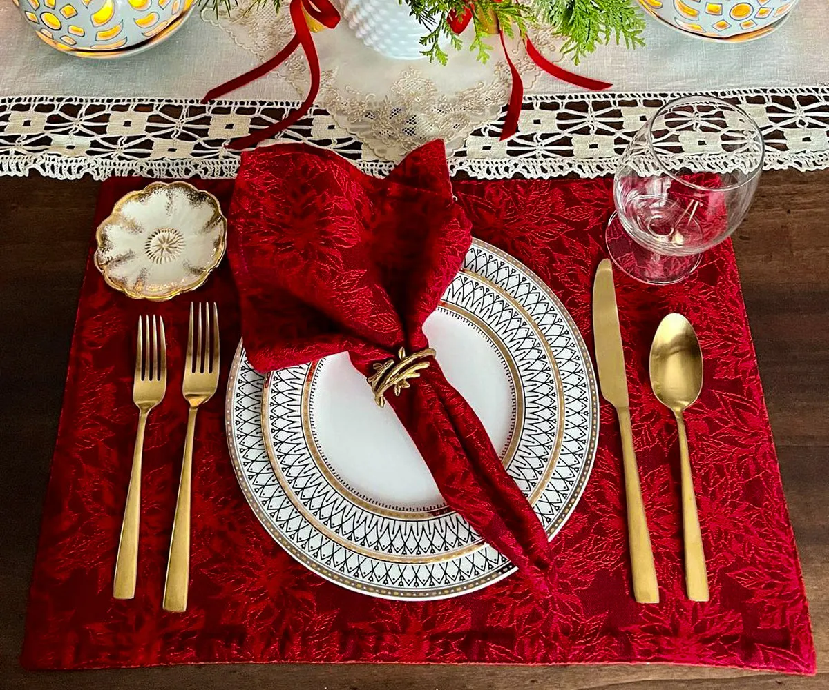Red Napkins - Floral Napkins - Damask Napkins | All Cotton and Linen