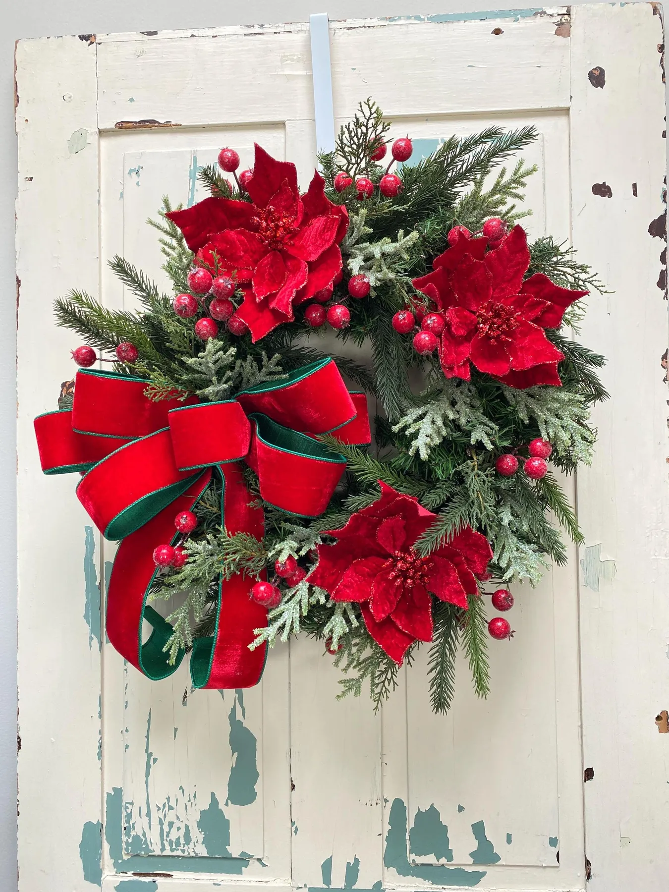 Red Poinsettia Christmas Wreath for Front Door – Simply LaMayed