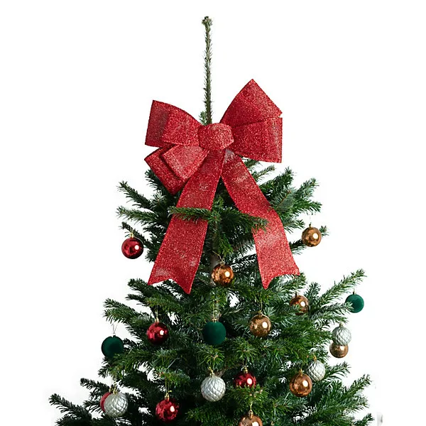 Relsy Luxery Pre-Lit Large 60CM Christmas Bow Red Glitter Wreath For Door Hanging Or Christmas