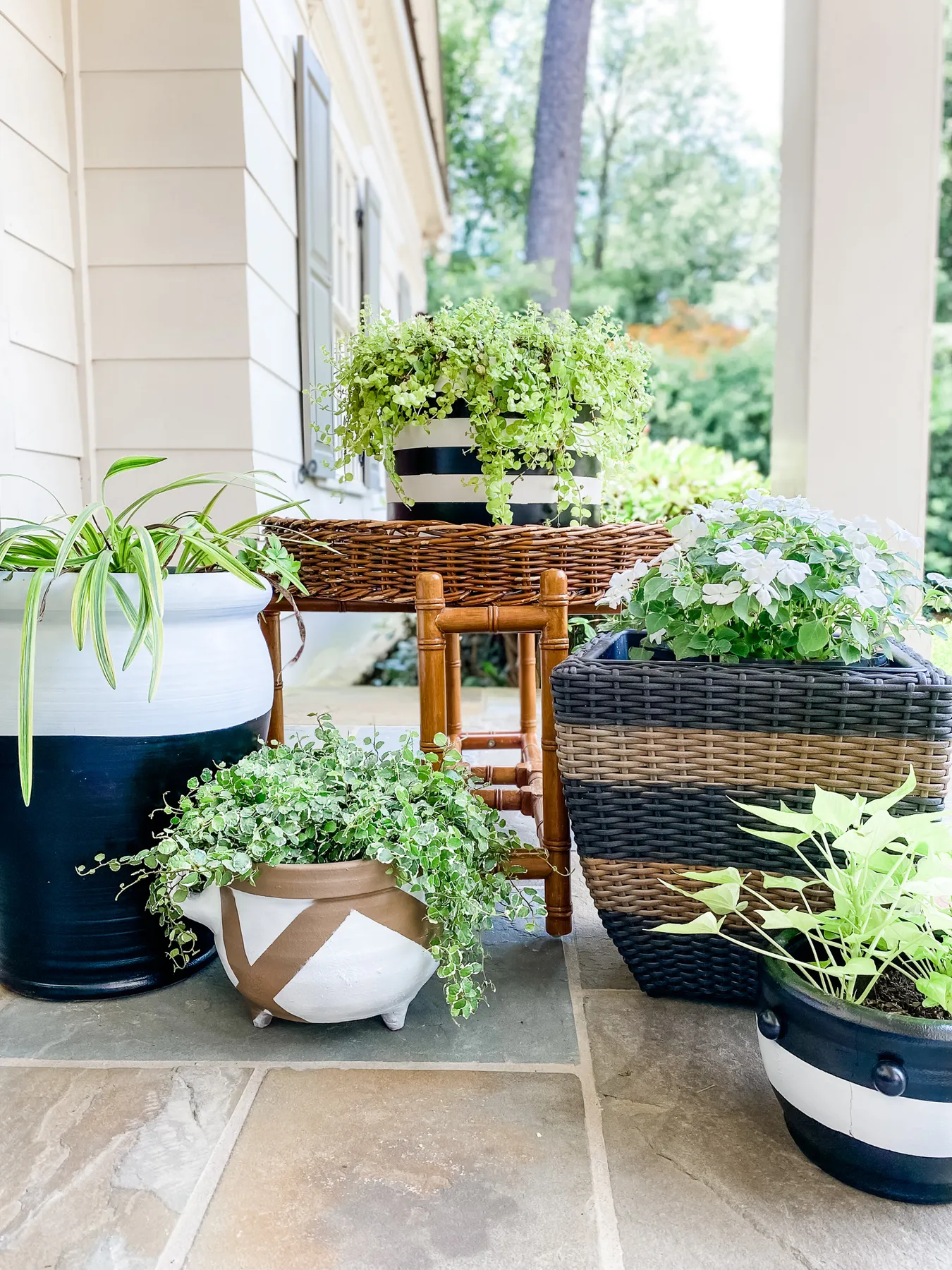Rest Easy on the Front Porch || Refreshing Mismatched Planters Using Frog  Tape® - Southern State of Mind Blog by Heather