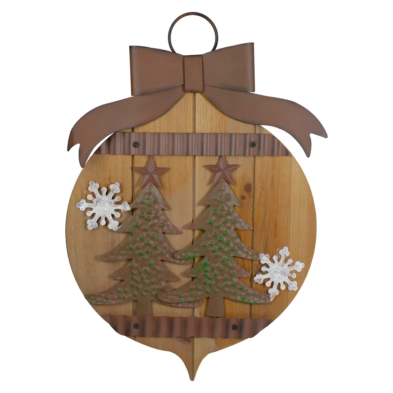 Rustic Christmas Trees and Snowflakes Wall Sign - 17.5'