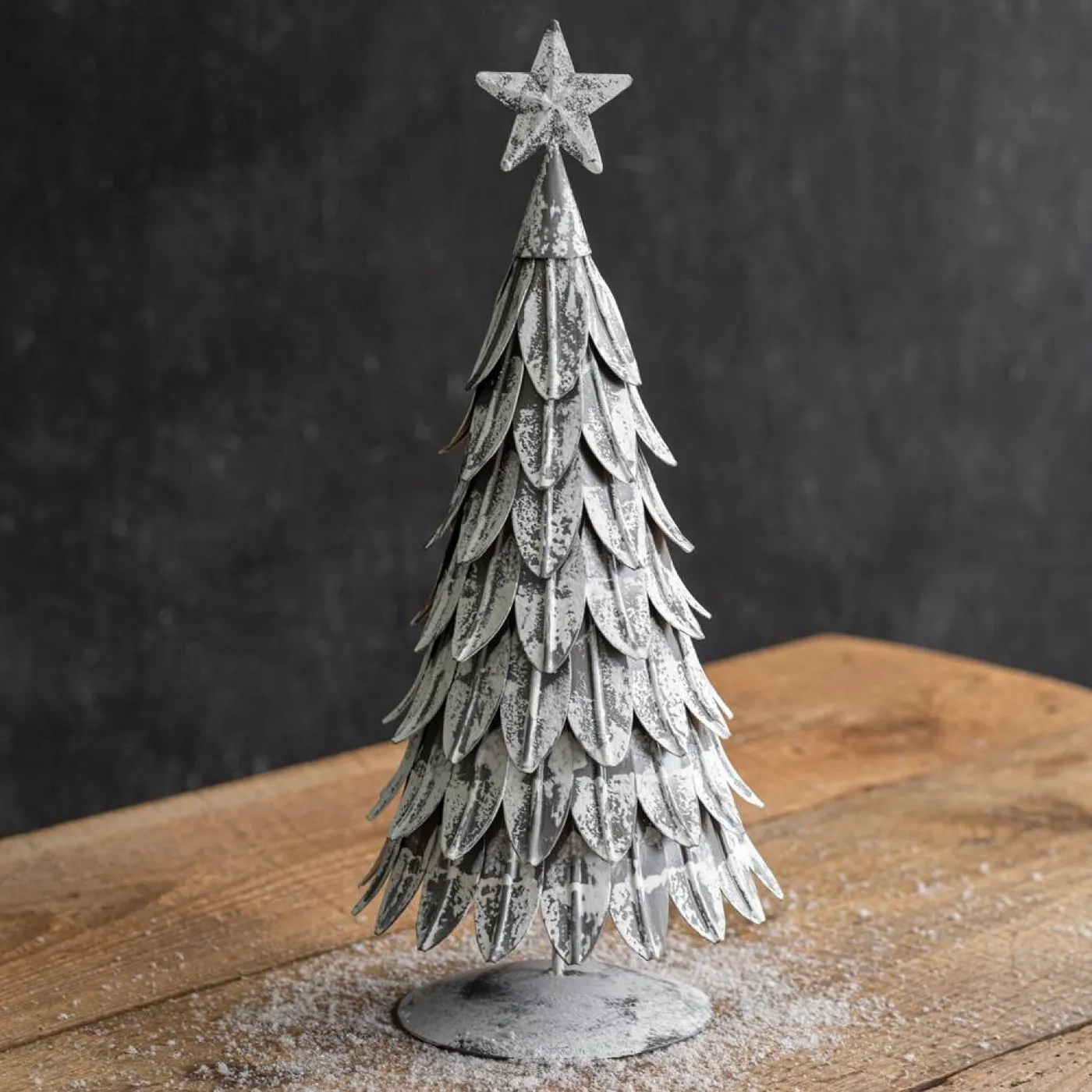 Rustic Metal Tabletop Christmas Tree with Star, 15'-Tall