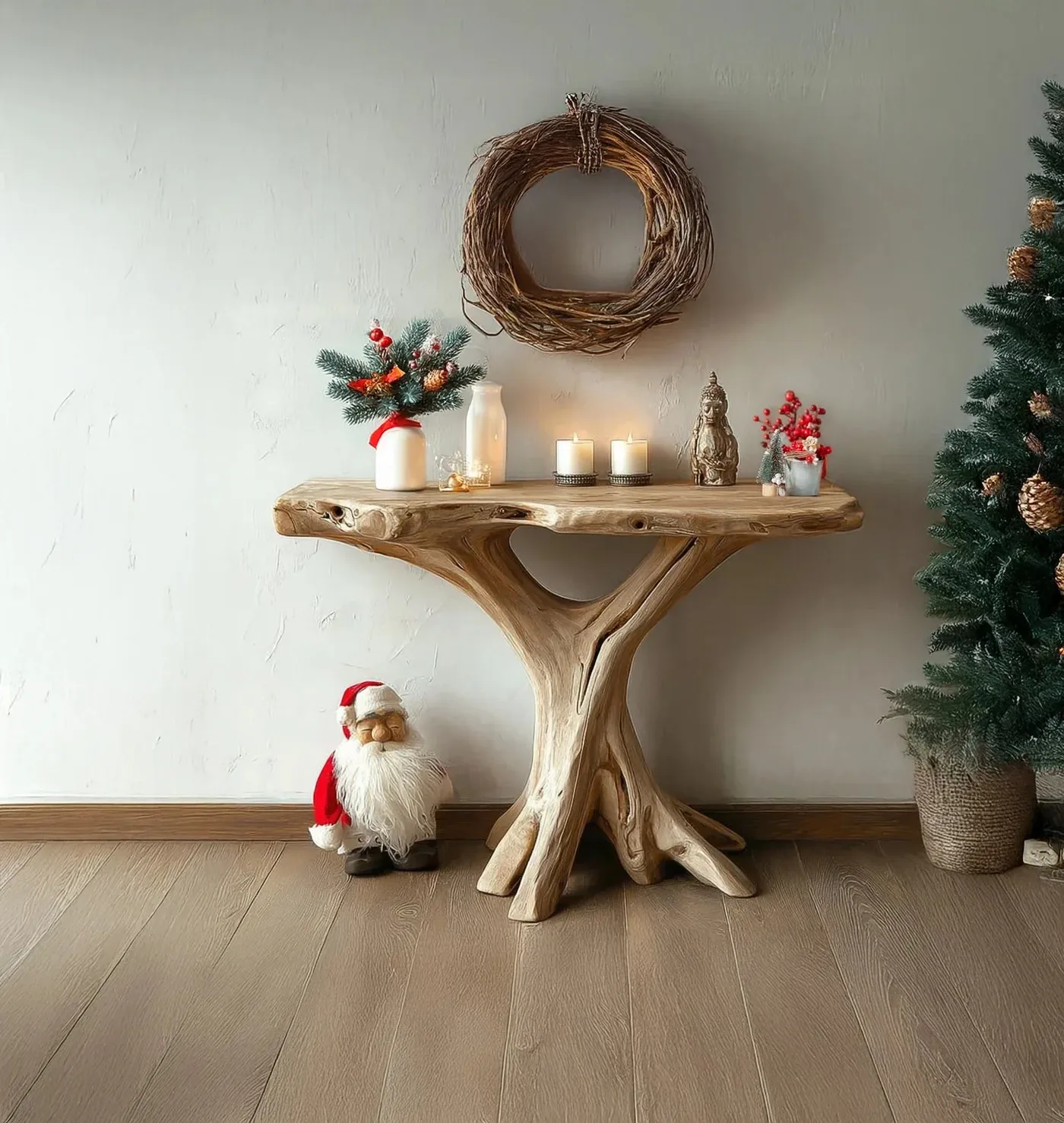 Rustic Tree Root Console Table – Handmade Live Edge Hallway Table for Cabin  & Farmhouse
