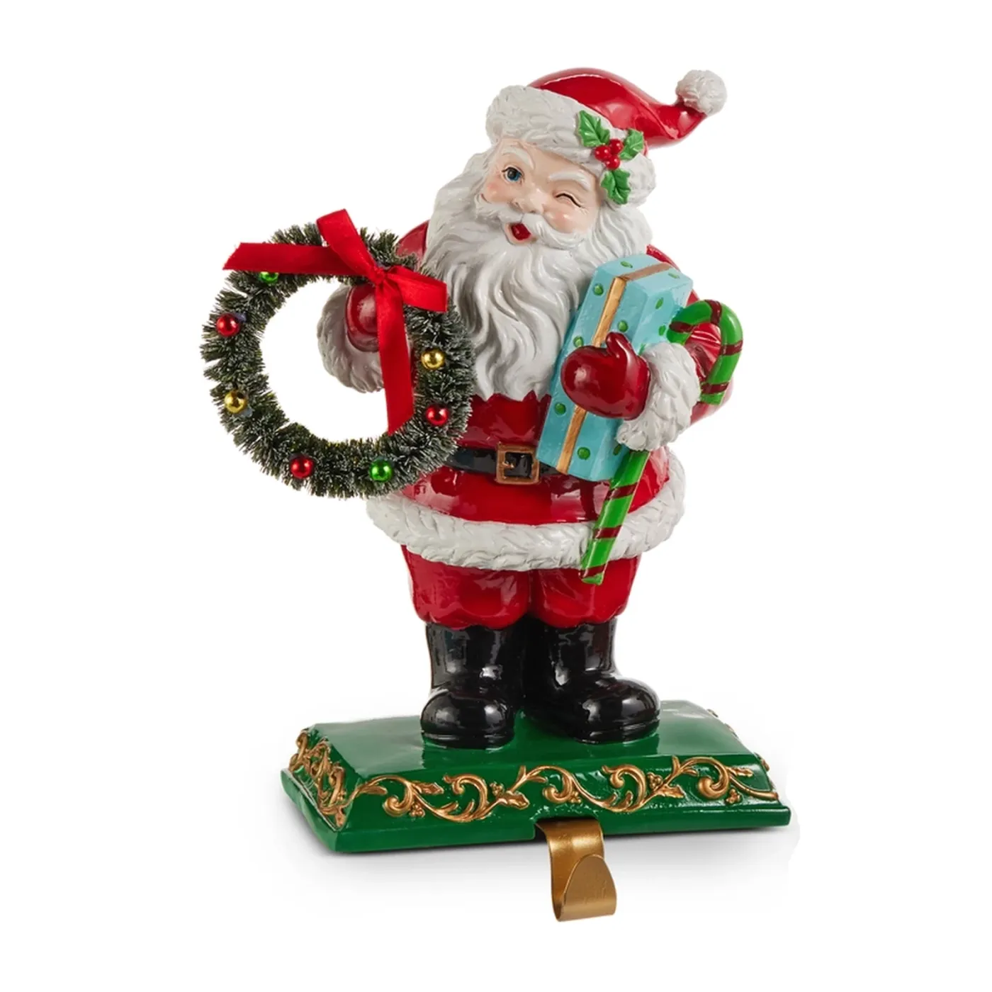 Santa with Wreath Stocking Holder | The Christmas Loft