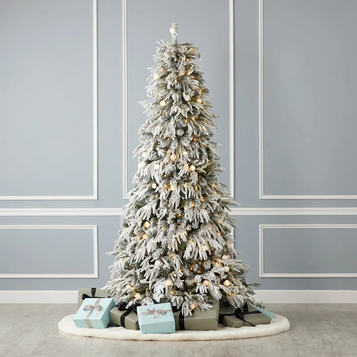 Seasonal LLC Frosted Acadia 6.5' Full Tree with Led Lights Open Green