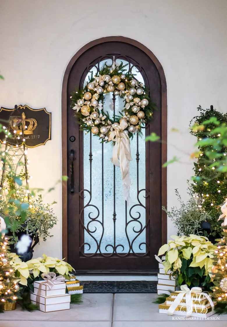 Silver and Gold Christmas Front Porch - Randi Garrett Design