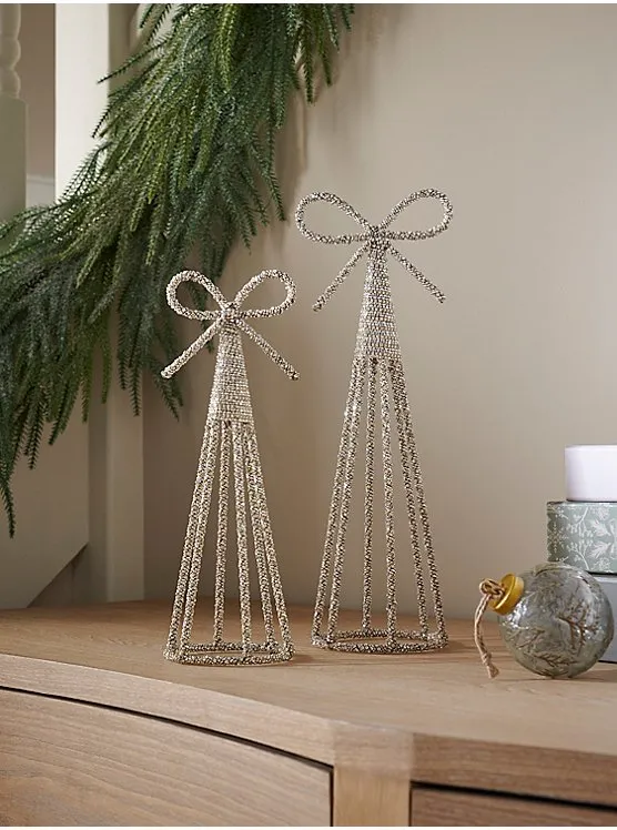 Silver Beaded Angel Christmas Decorations - Set of 2 | Christmas | George  at ASDA