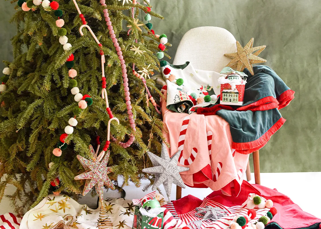Silver Beaded Star Small Tree Topper | Coton Colors