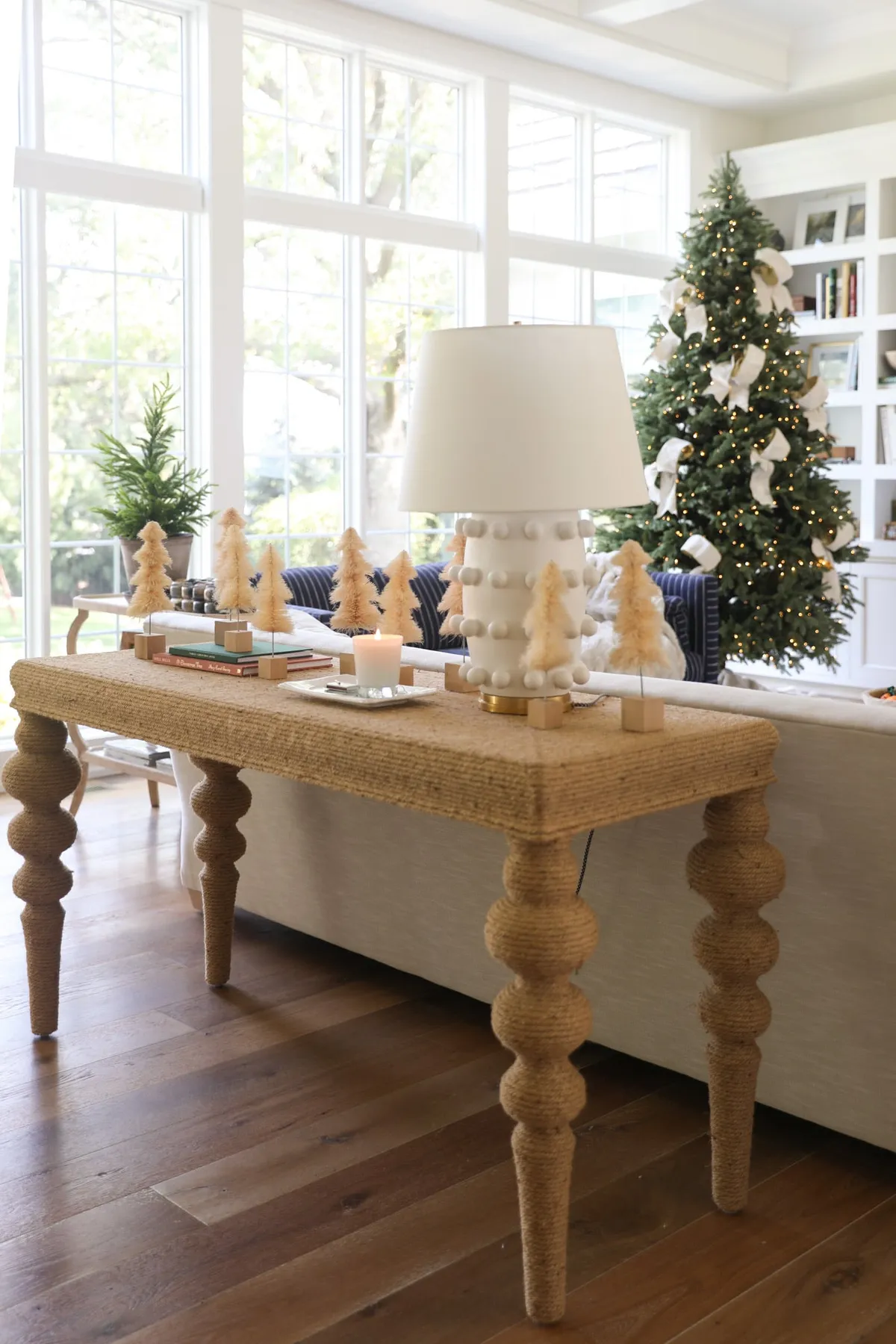 Sisal Bottle Brush Tree with Wood Base - Cream