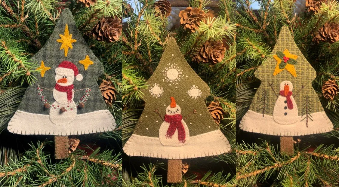 Snow Tree Ornament set of 3