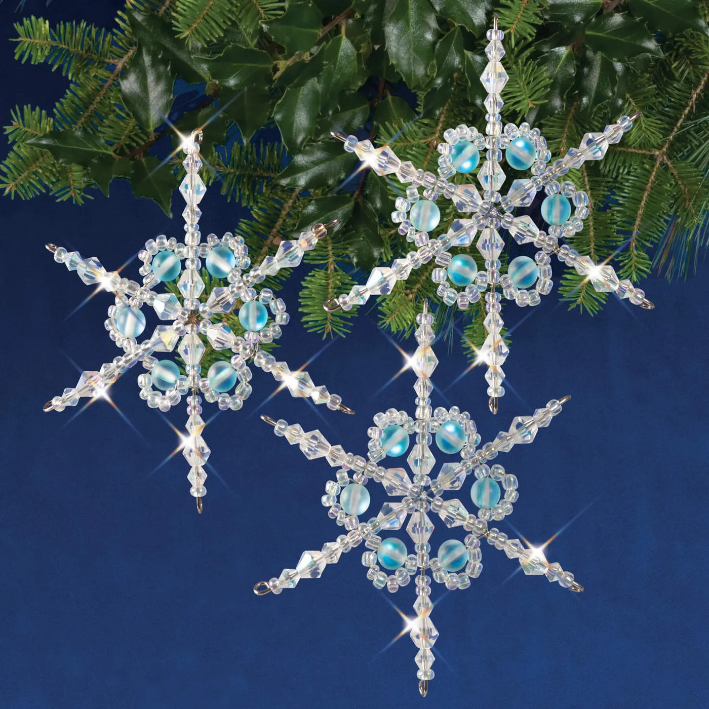 Snowflake Ornaments Sorelle Crystal Solid Oak: Beaded Ornament Kit: Shimmer  Snowflakes