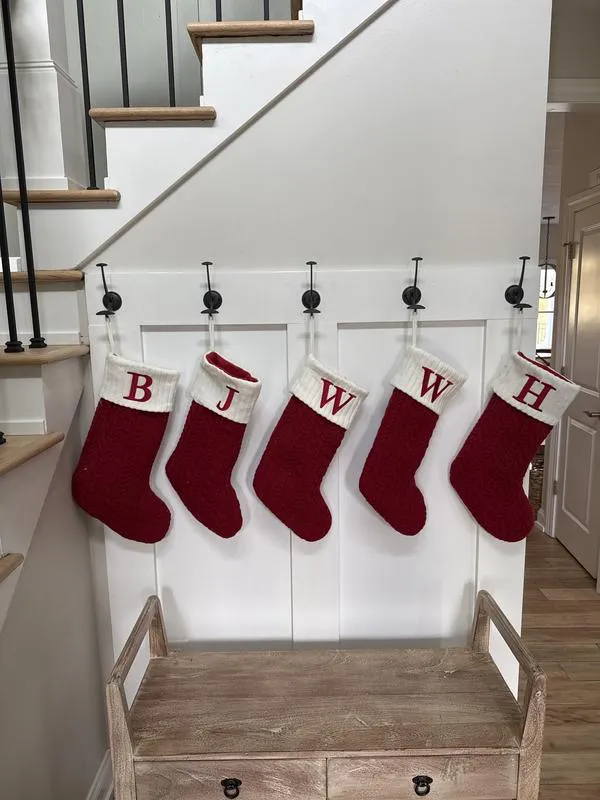 St. Nicholas Square® Red Cable Knit Monogram Christmas Stocking