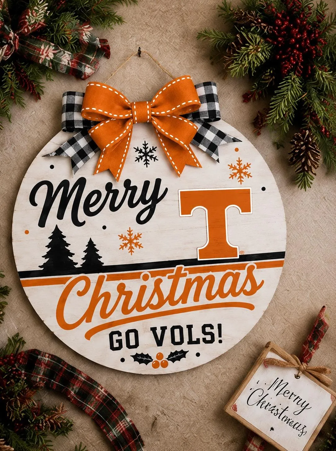 Tennessee Volunteers Christmas Door Hanger | Go Vols Merry Holiday Sign