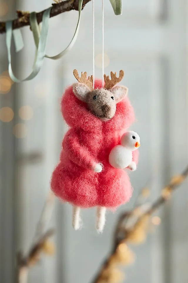 Terrain Puffer Reindeer Felt Critter Ornament | AnthroHome