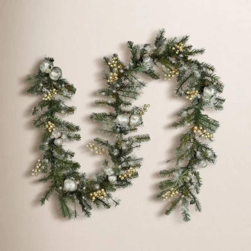 The Holiday Aisle® 108' Pre-Lit Pomegranate Pine Garland & Reviews | Joss & Main