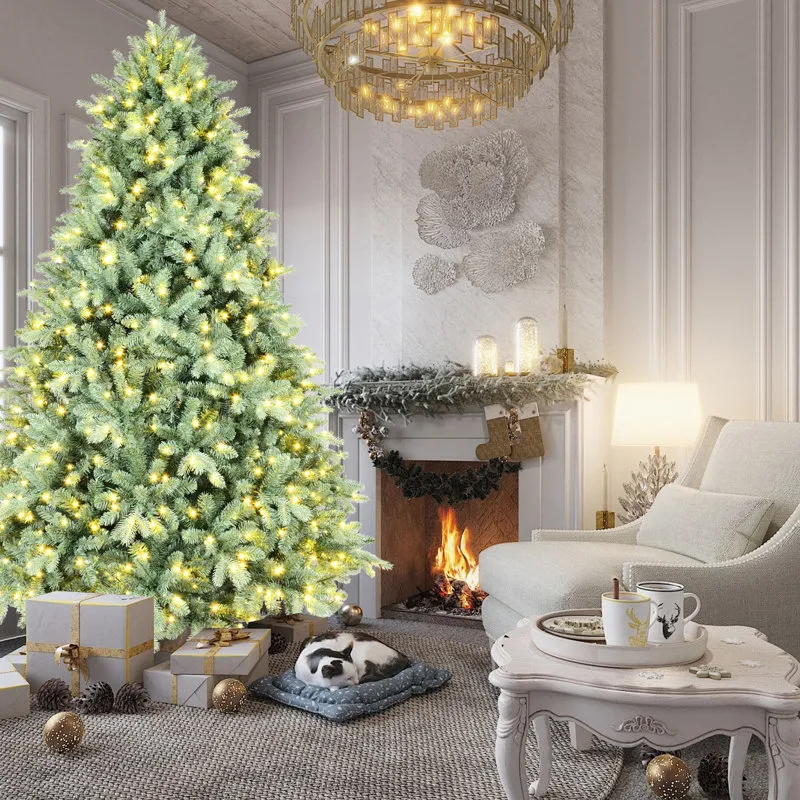 The Holiday Aisle® 6ft Christmas Tree, 500 Warm White Led Lights, Blue  Coloration, 1878 Pe+ Tips, Hinged Design, Fast And Easy Setup, Stand Tinted  High - Quality Simple Setup Branches, Strong Suppor