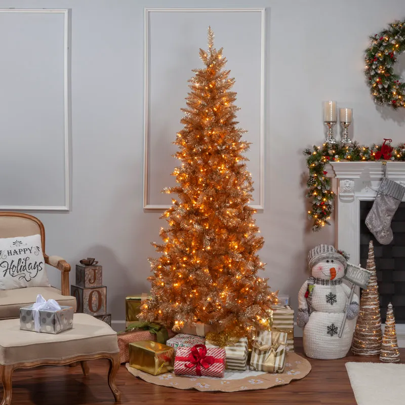 The Holiday Aisle® Levion Gold Pre-Lit Pine Tree | Birch Lane