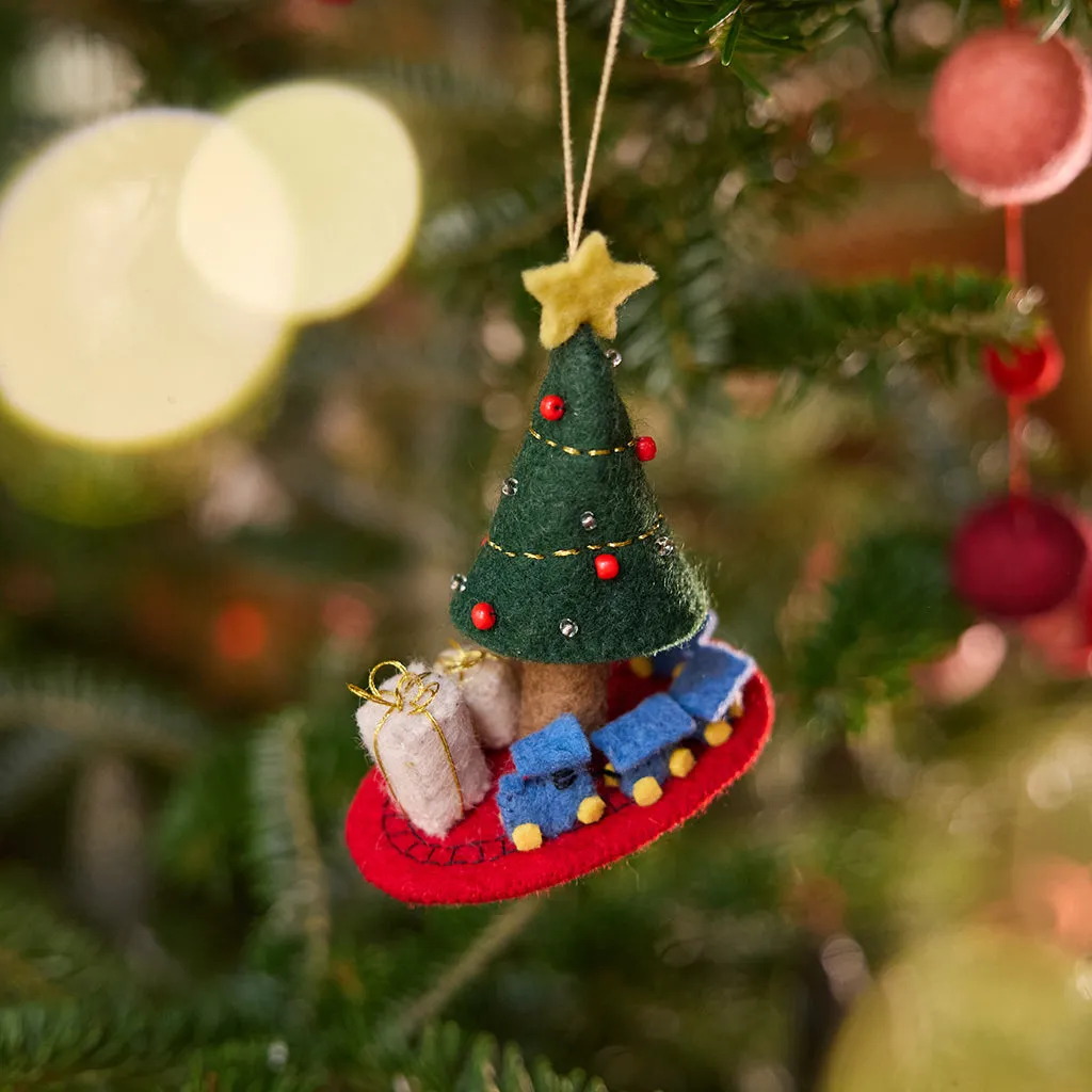 Toy Train Around the Christmas Tree Ornament – Holiday Keepsake – Craftspring