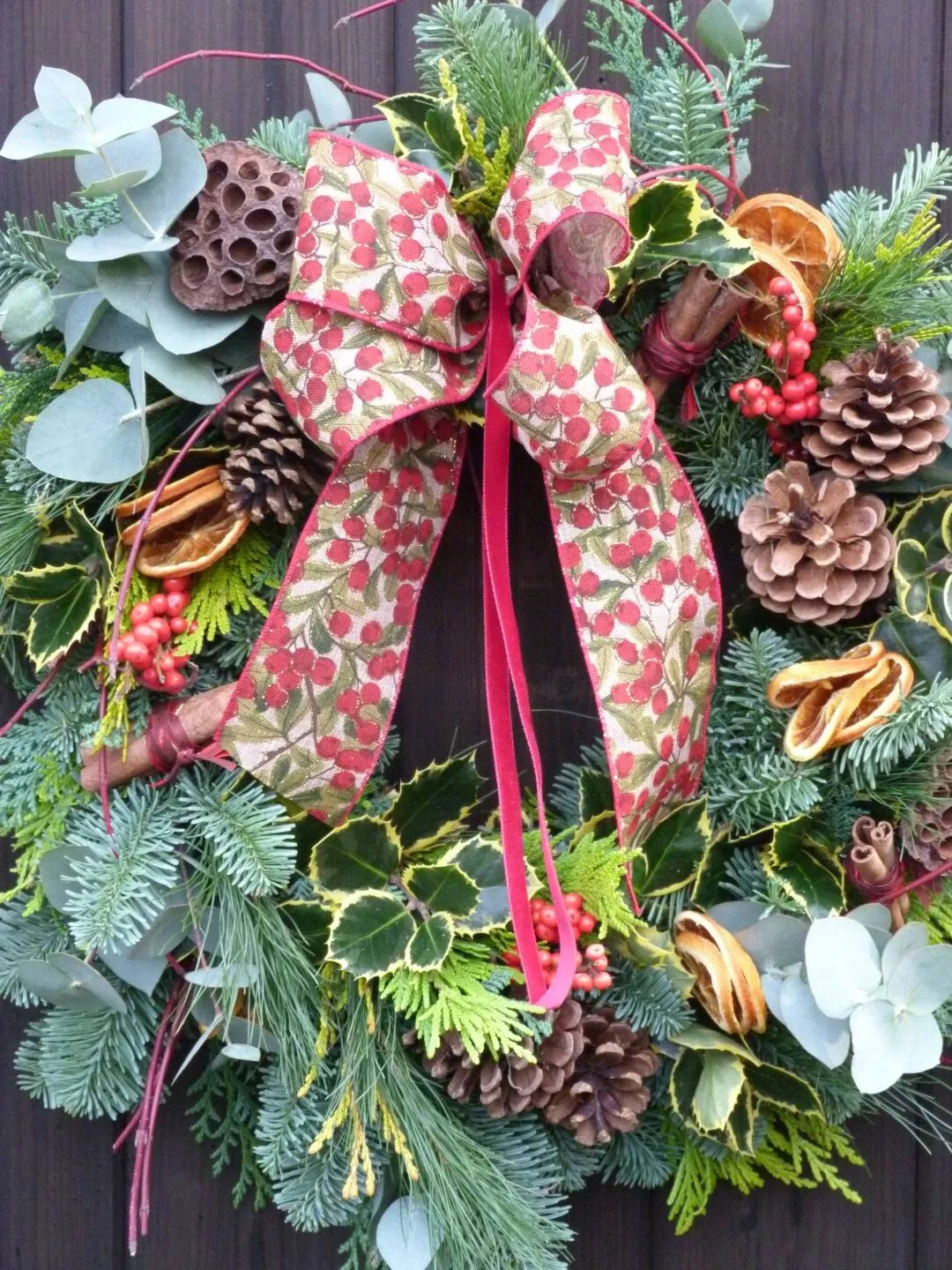 Traditional Festive Door Wreath - Blackburn Florist of Wakefield