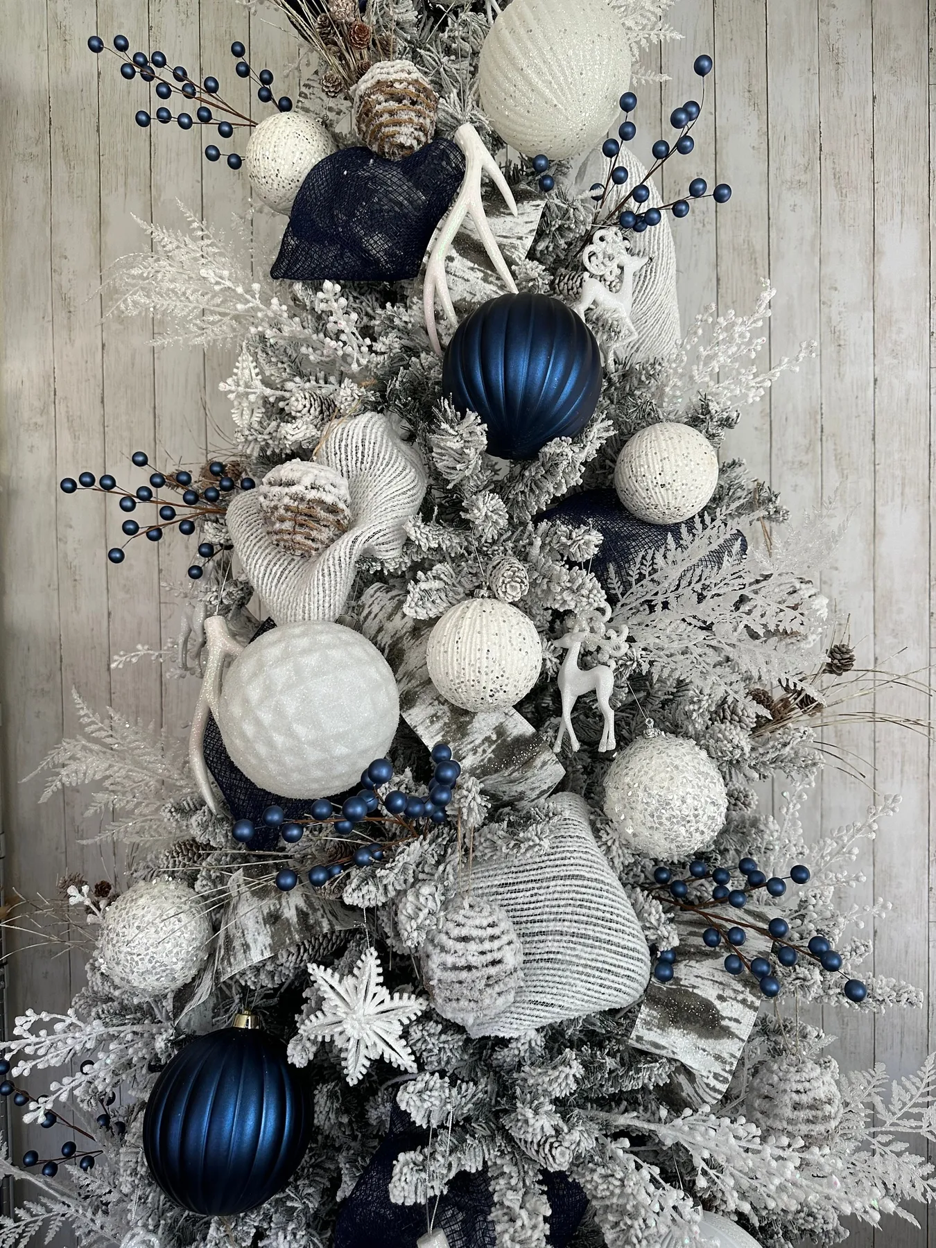 Tree Navy Blue Christmas Ornaments Bring A Serene Touch To Your Home With Flocked  Christmas Trees