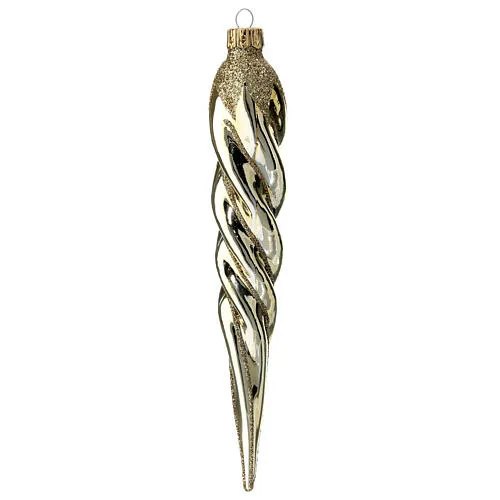 Tree ornaments 4 pcs twisted icicles 16 cm red gold blown glass | online sales on HOLYART.com