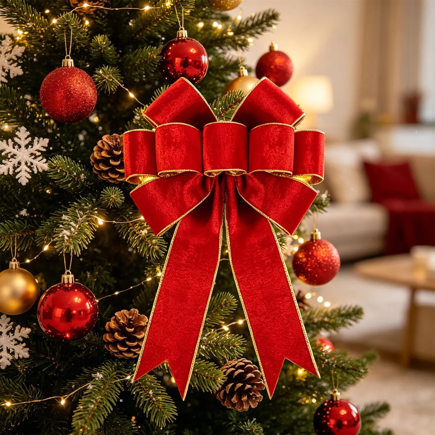 Usloyux Christmas Tree Velvet Bow Ornament, Large 12x14in High-End Wreath Bow for Indoor Outdoor Holiday Decor, Home Entrance Balcony Gate Window Wall Decoration - Walmart.ca