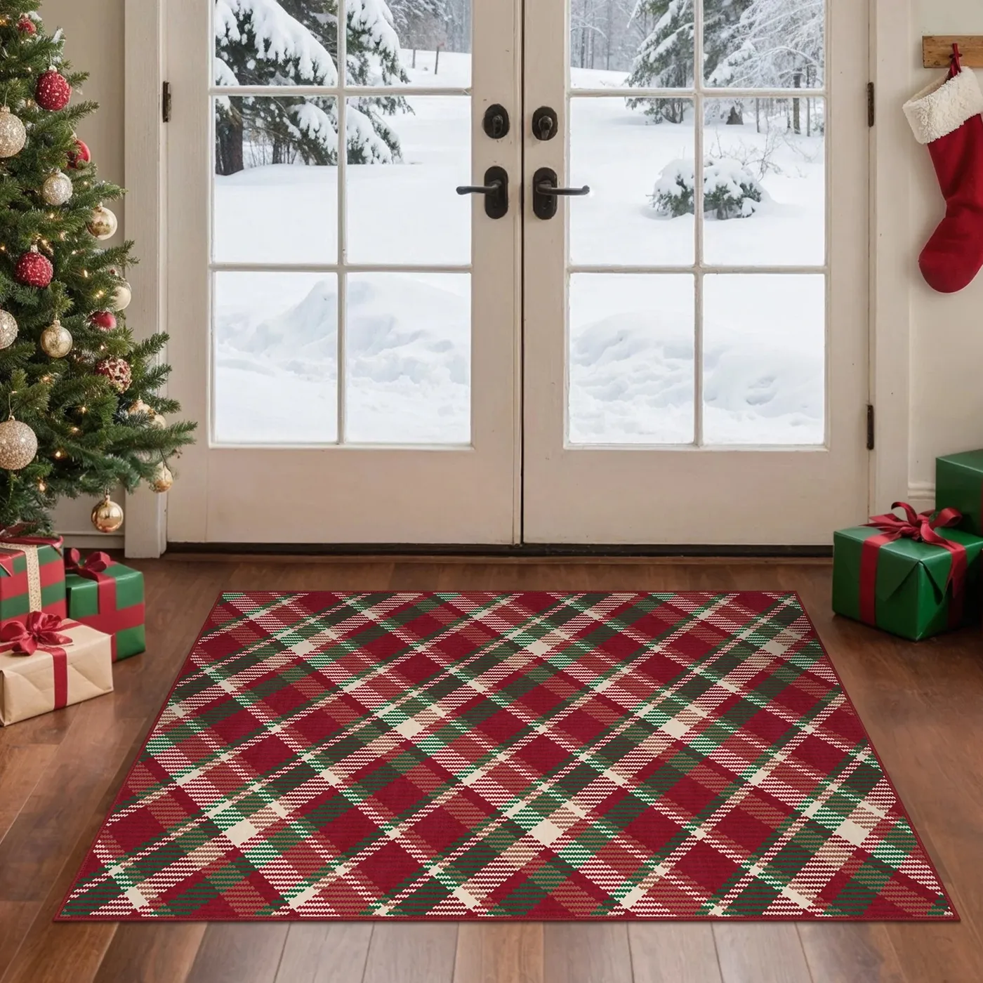 Valence Christmas Twill Plaid Rug | GENIMO