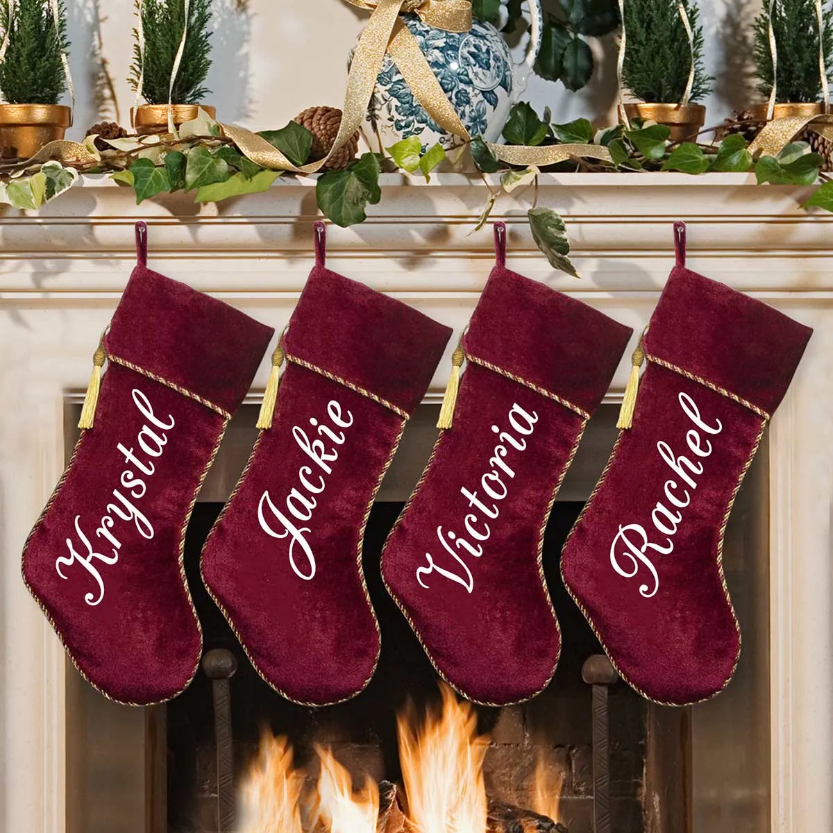 Velvet Christmas Stockings with Tassel for Family Personalized Christm –  Ugiftcorner