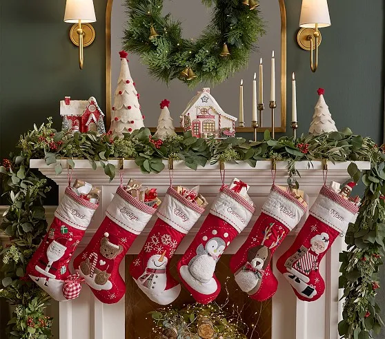 Velvet Pottery Barn Reindeer Stocking Pottery Barn Holiday 2017 D2 Velvet  Stocking, Red With Green Cuff