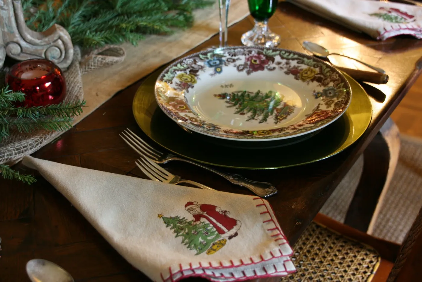 vignette design: Christmas Tree Grove Tablescape 2010