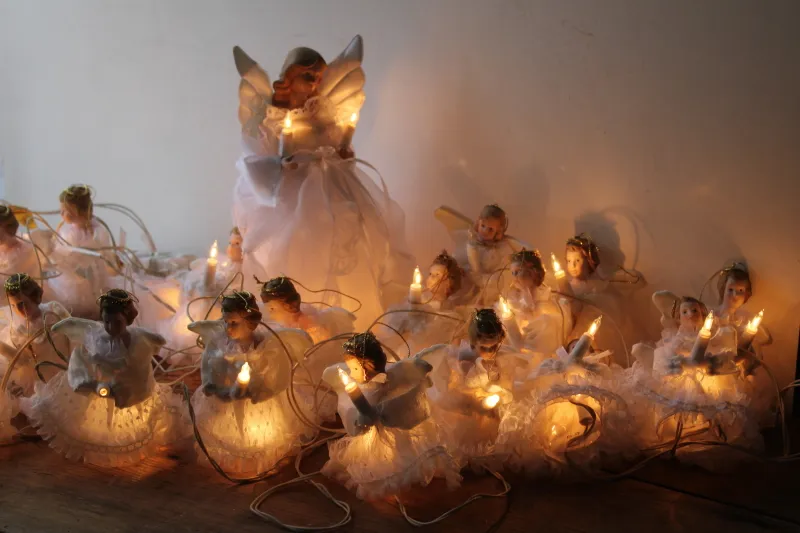vintage angel lights tree topper, white mini light bulbs for year round fairy  lights or Christmas tree