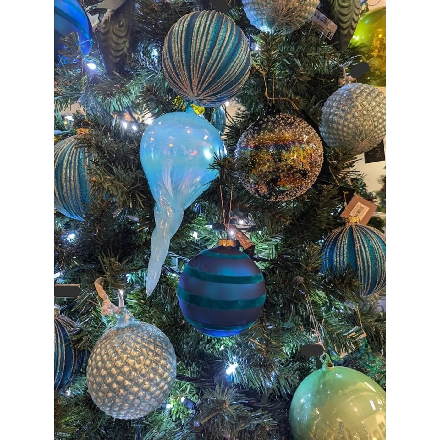 Vintage Blue Glass Ball Ornament - 3-1/4-in