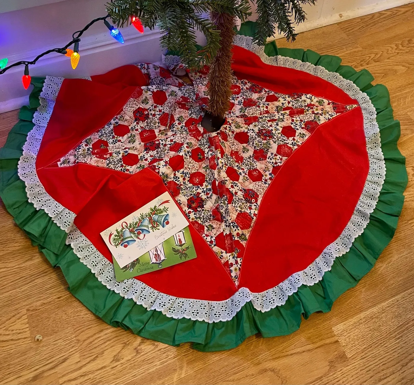 vintage christmas tree skirt Handmade | Mercari