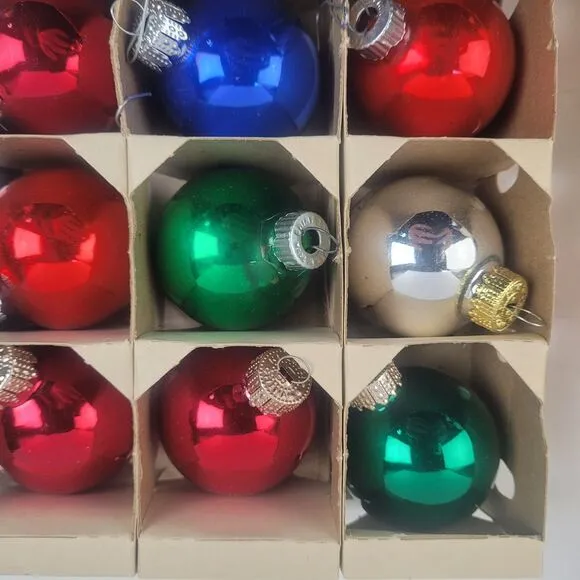 Vintage Shiny Brite Christmas Ornaments 12 Glass USA Small 2'