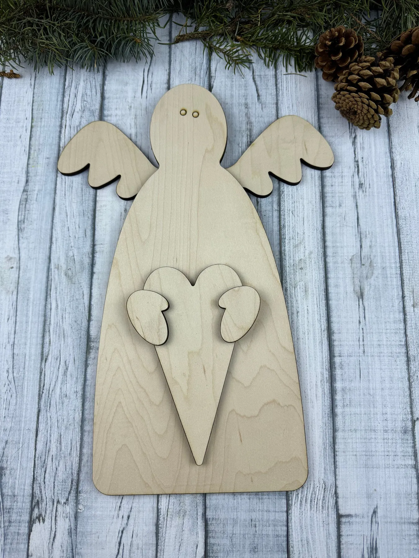 Vintage Wooden Lighted Christmas Angel Lamp 23\' Tall Folk Primitive Crafts