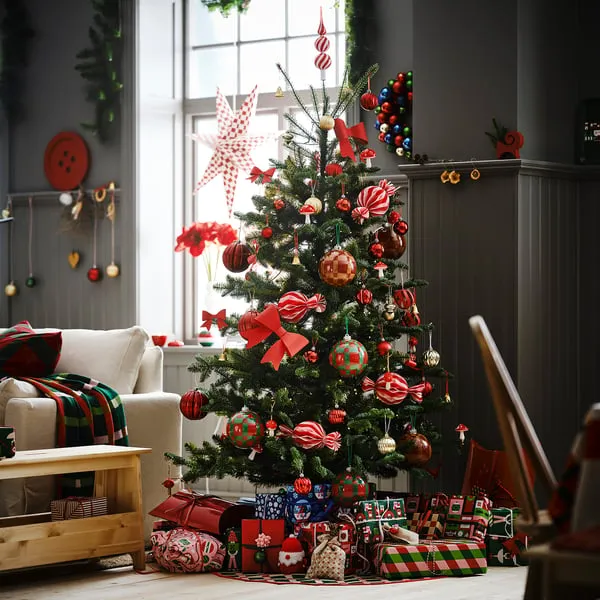 VINTERFINT artificial Christmas tree, in/outdoor green, 210 cm (82 ¾') -  IKEA