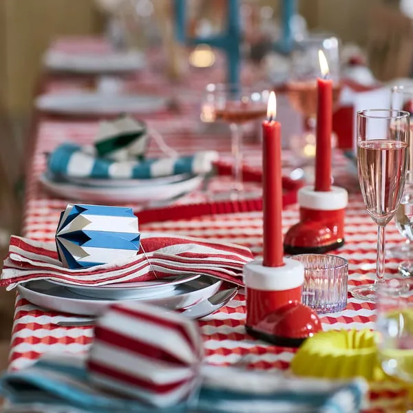 VINTERFINT candlestick, Santa boot red/white, 2 ¾' - IKEA
