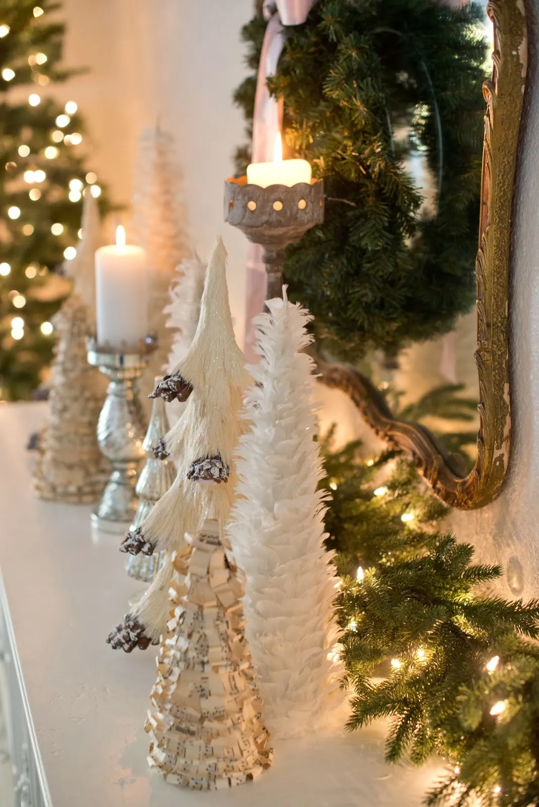 White Tree Christmas Mantel Display — Domestic Fashionista