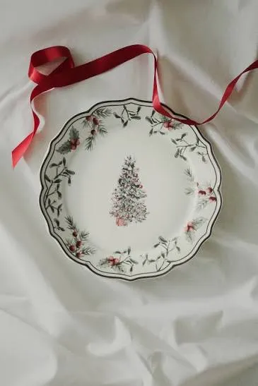 White/Christmas Porcelain Plate at H&M Home | H&M US