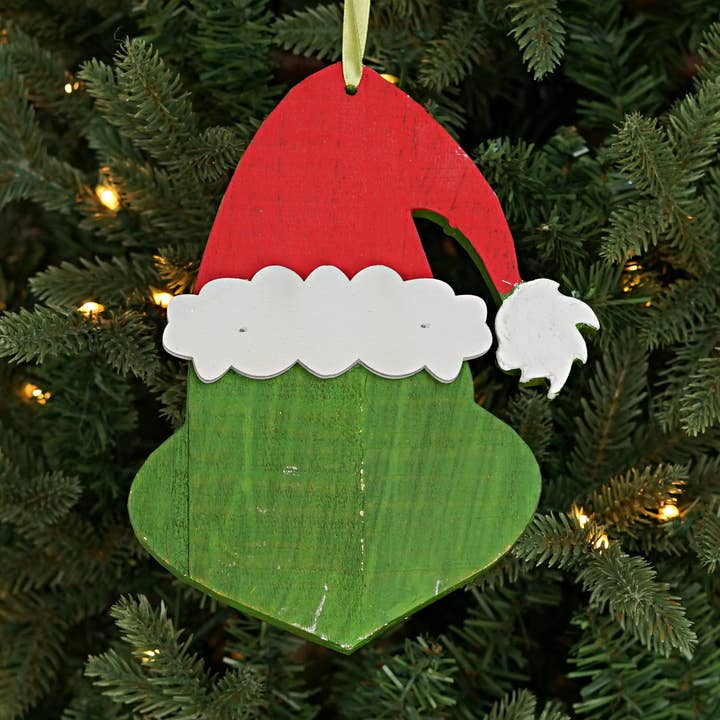 Wholesale 571167- Wooden Holiday Grinch Head Ornament-8L x 6W' for your  store - Faire