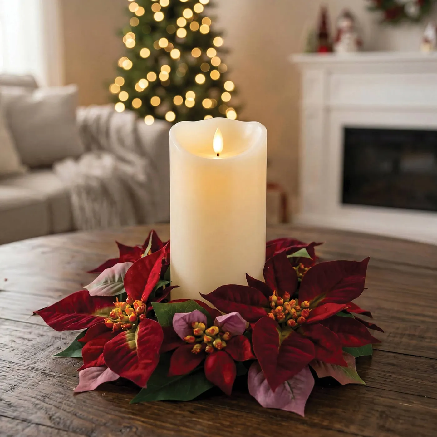 Wholesale Giant Velvet Poinsettia Candle Ring - 3' for your store - Faire