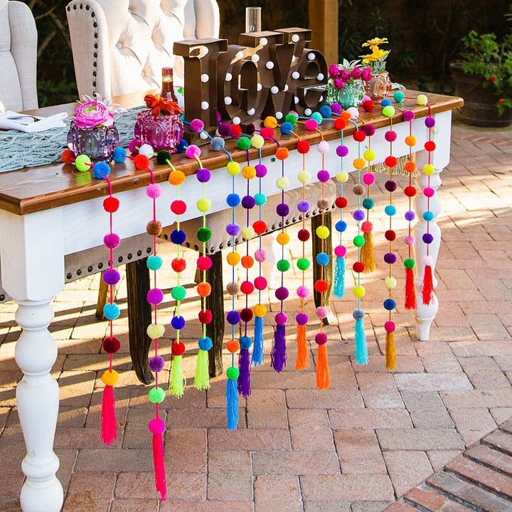 Wholesale Pom Pom Garlands Strings - 5 Pack - Wedding Event Home Decor for  your store - Faire