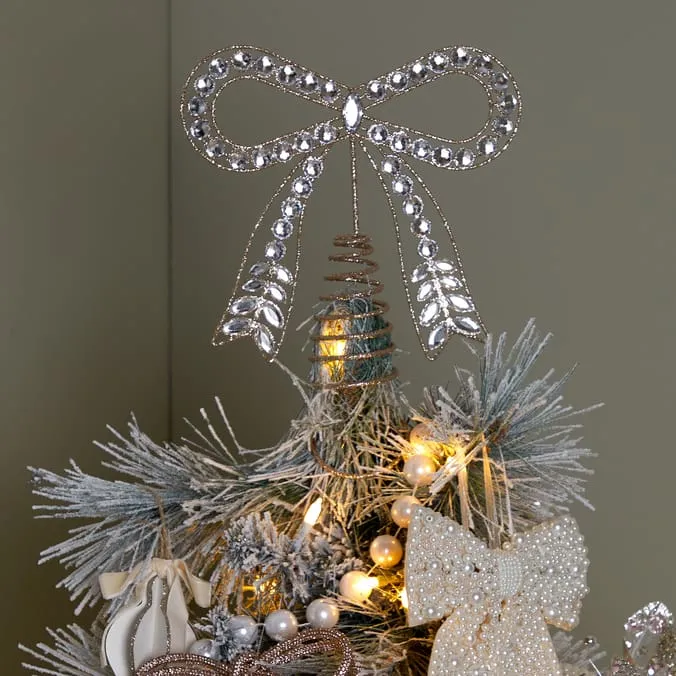 Winter's Tale Diamante Bow Christmas Tree Topper | Home Bargains